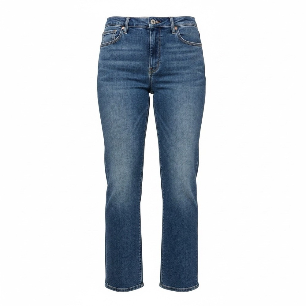 Wild Fable Straight Ankle Jeans Womens Sz 14 Blue High Rise Raw Cut Hem 34X27NEW